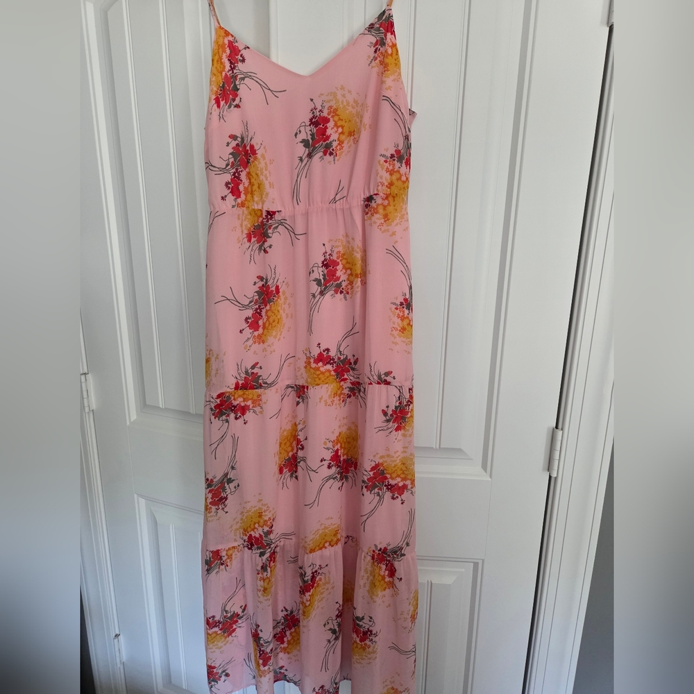 J. Crew Mercantile Tiered Maxi Dress Sunburst Bouquet Size 8 Pink Floral